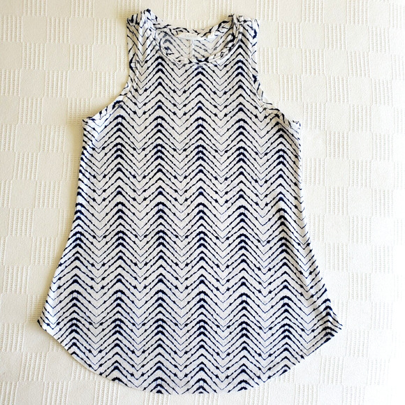 ATHLETA | Breezy Tank Top | White Blue Arrowhead Print | Small - Picture 1 of 12